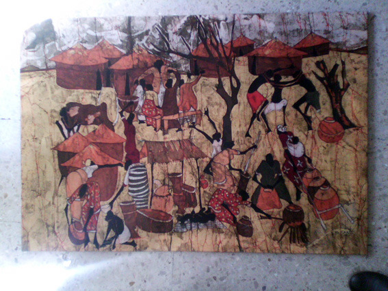 Se vende PRECIOSO cuadro tipo batik estilo étnico