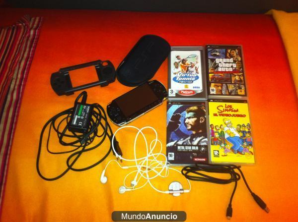 PSP + 4 juefos + funda + accesorios + protector de pantalla