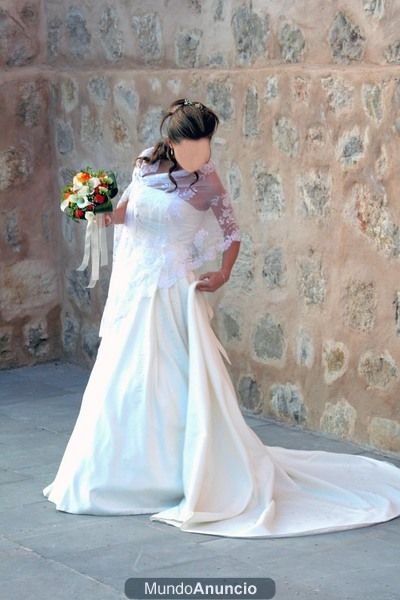 VESTIDO DE NOVIA PALABRA DE HONOR CANCAN Y FOULARD