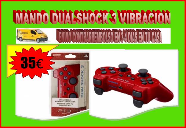 MANDO DUALSHOCK 3 PARA SONY PS3 ROJO CON VIBRACION Y PAGO CONTRAREEMBOLSO