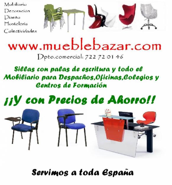 Sillas con pala de escritura ideal para centros de formación .www.mueblebazar.com