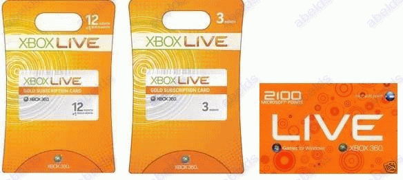 TARJETAS XBOX LIVE DE TIEMPO  Y MICROSOFT POINTS