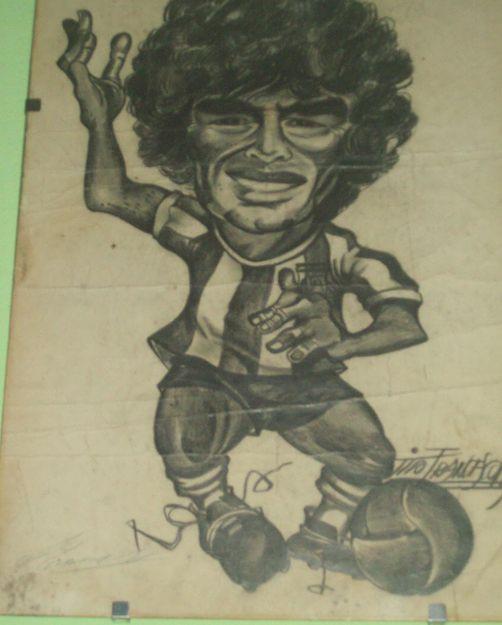 MARADONA  DIBUJO FIRMADO POR EL ASTRO DEL FUTBOL LAMINA ORIGINAL  PARA COLECCIONISTAS