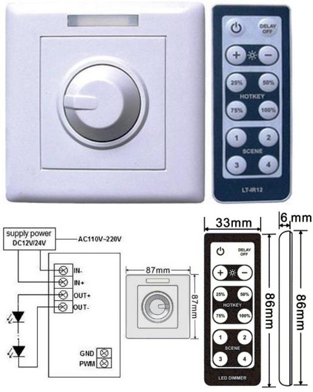 Dimmer con o sin mando IR para Tiras de Led www.ledtron.es