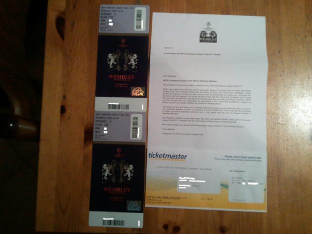 2 Entrada para Champions League entre Barcelona y Manchester Wembley Stadium, London