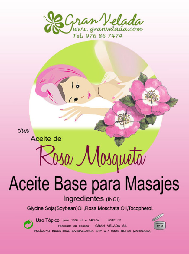 Aceite para masaje base Rosa Mosqueta