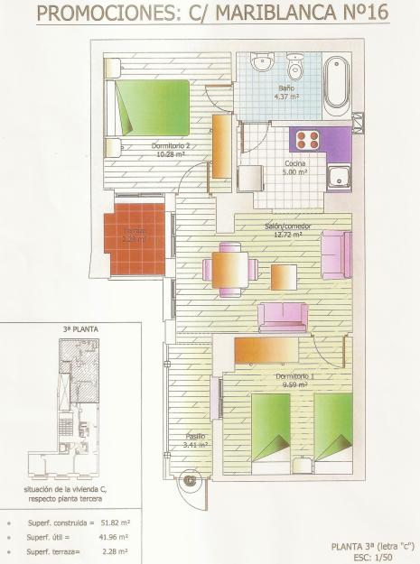 Bajo en Málaga centro, 2 habitaciones, amueblado por 150000