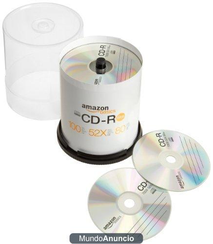 AmazonBasics - Torre de CD-R de 700 MB (52x, 100 unidades)