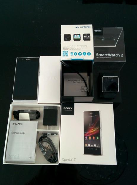 Sony XPERIA Z - blanco (desbloqueado) W / Sony SmartWatch 2 y extras