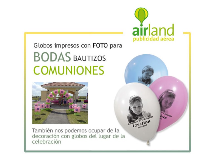 Globos impresos comuniones, bodas, bautizos