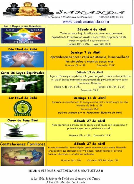 Centre Sananda -Activitats Abril_