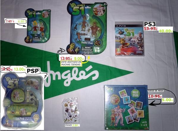 videojuego planet 51 ps3 sin abrir (con precinto) y conjunto de accesorios( juego de mesa ) ( muñecos )( psp de funda ca