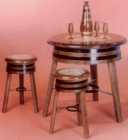 Mesa para bodega + 4 taburetes de artesania, modelo barrica - mejor precio | unprecio.es