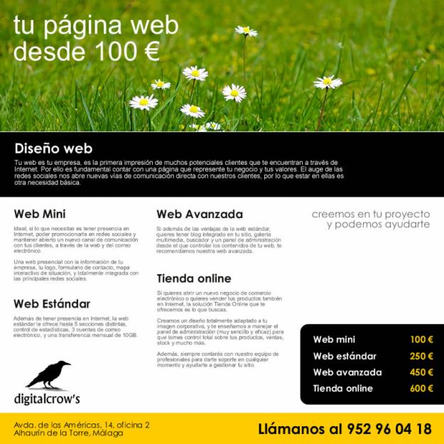 En Digitalcrow's creamos tu web desde 100€