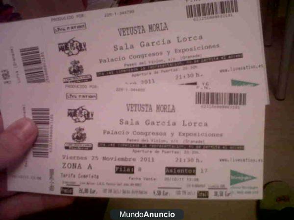 2 ENTRADAS PARA VETUSTA MORLA EN GRANADA