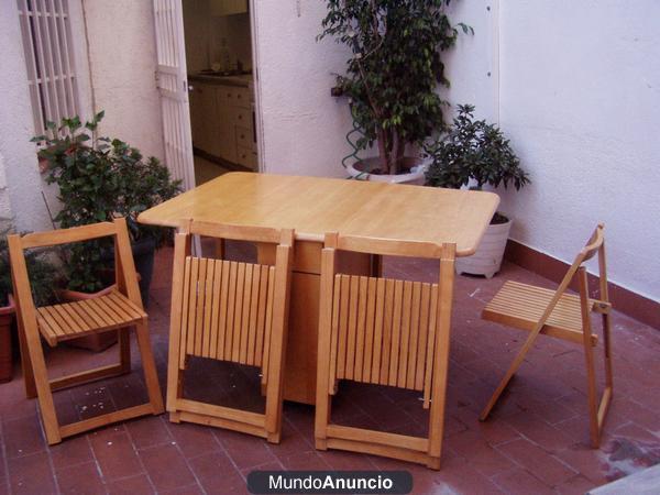 MESA DE COCINA PLEGABLE + 4 SILLAS