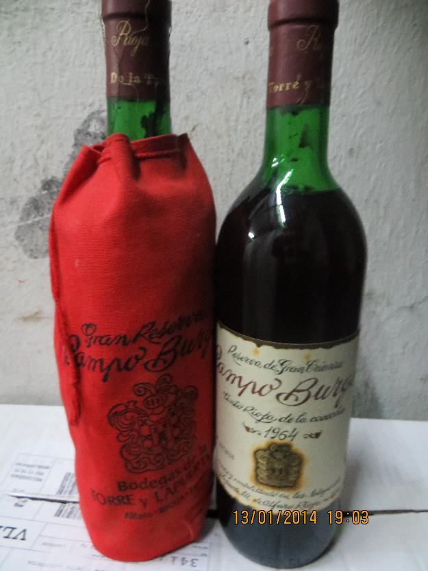 Botellas de vino gran reserva crianza año 1964