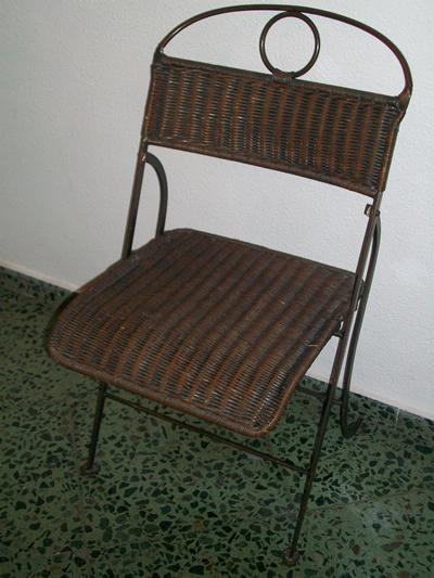 SILLA MIMBRE PLEGABLE HIERRO ARTÍSTICO