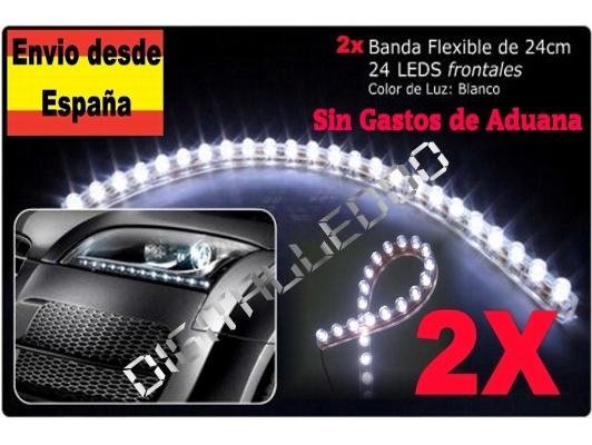 2 TIRAS LED DE 24 LEDS BLANCOS - LUZ DIURNA - TUNING