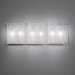 Artemide Logico parete 3 in linea fluorescente, difusor seda, fondo gris - iLamparas.com