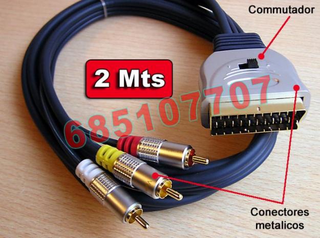 Cable Euroconector bidireccional con 3 tomas RCA