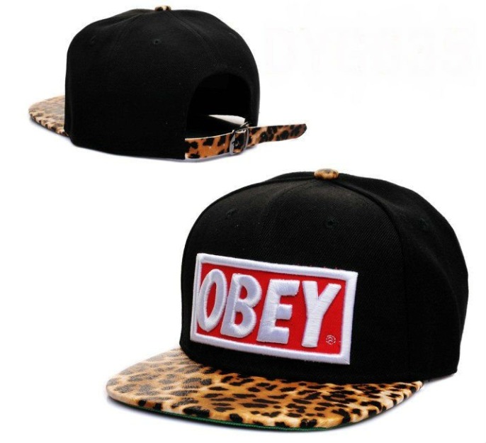 Obey piel leopardo snapback gorra plana