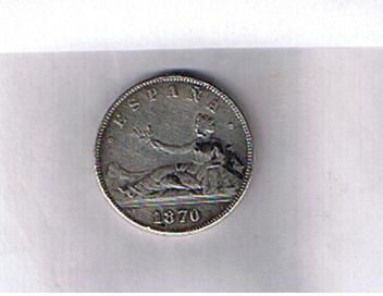 moneda 5 pst de plata 1870