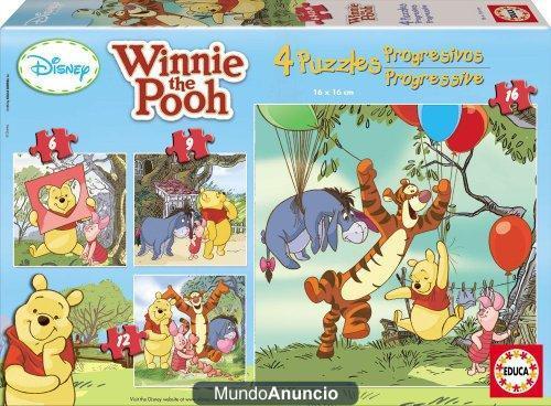 Puzzles Infantiles Disney - Juego en Catalan Progresivo Winnie The Pooh 6-9-12-16 (Educa Borrás - 14966)