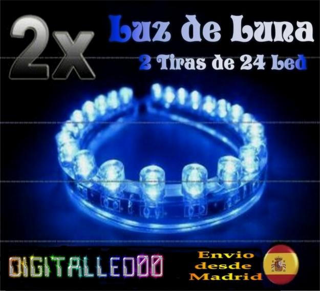 Luz de luna 2 tiras flexibles 24 led azul 24cm 12v acuario tira led impermeable