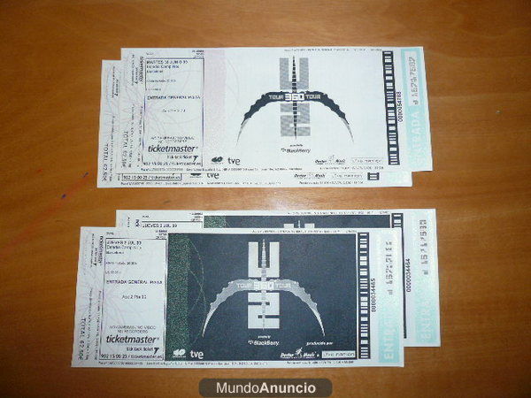 Entradas U2 PISTA Barcelona - 30 Junio y 2 de Julio