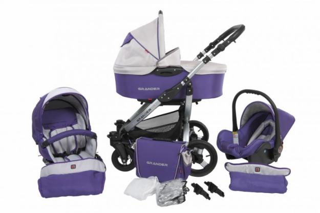 COCHECITO SILLA DE AUTOMOVIL NIDO SET GRANDER PURPURA + GRIS