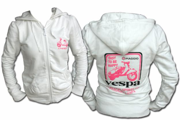 SUDADERA VESPA CAPUCHA CHICA BLANCO
