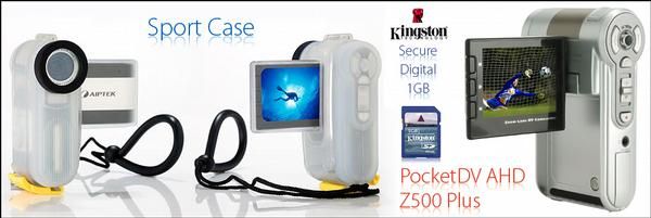 Pocket DV AHD Z500 Plus + Sport Case + SD 1GB por 199