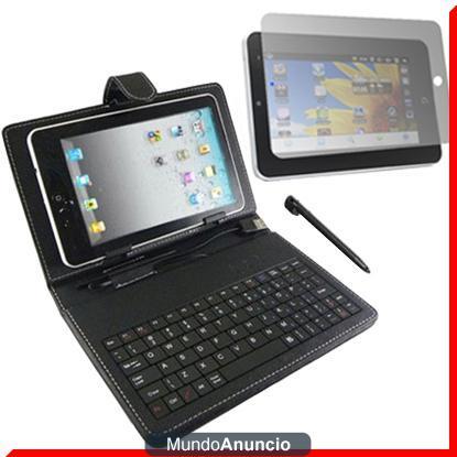 USB Teclado Negro Funda de cuero+Protector Film Para 7\