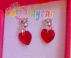 Pendientes corazón rojo de cristal swarovski y plata de 1ªley - mejor precio | unprecio.es