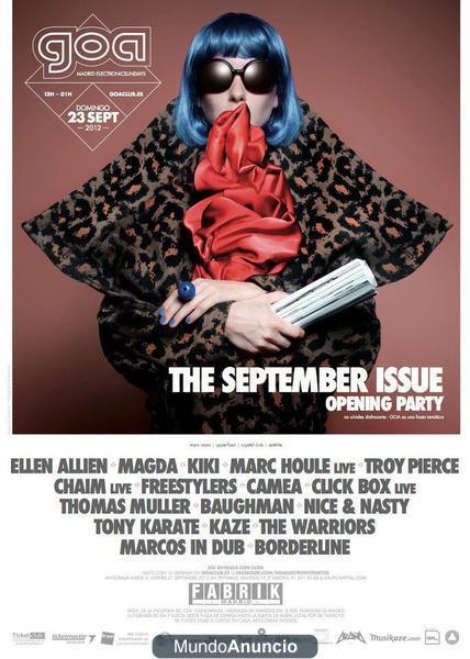 GOA “The September Issue”-Opening Party .ENTRADAS ANTICIPADAS