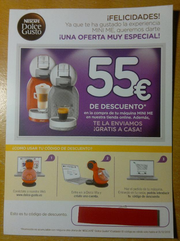 Cupón 55 € Descuento Cafetera Dolce Gusto MINI ME