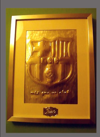 Escudo del Barça en aluminio, enmarcado y personalizado!!!