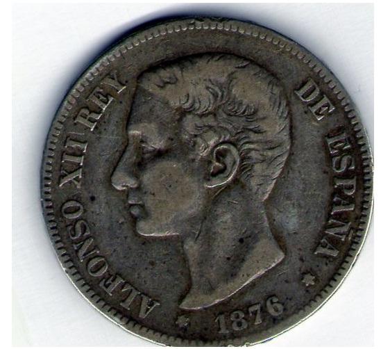5 pesetas plata 1876 buen estado