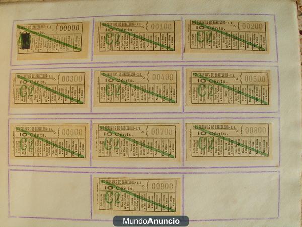 BILLETES TRANVIA CAPICUAS DE BARCELONA