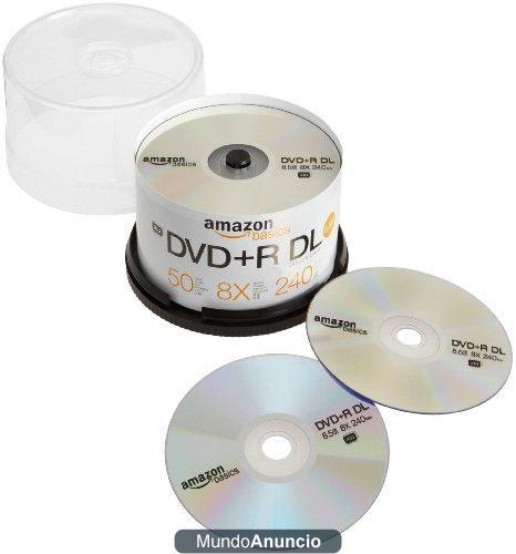 AmazonBasics - Torre de DVD+R DL de 8,5 GB (8x, 50 unidades)