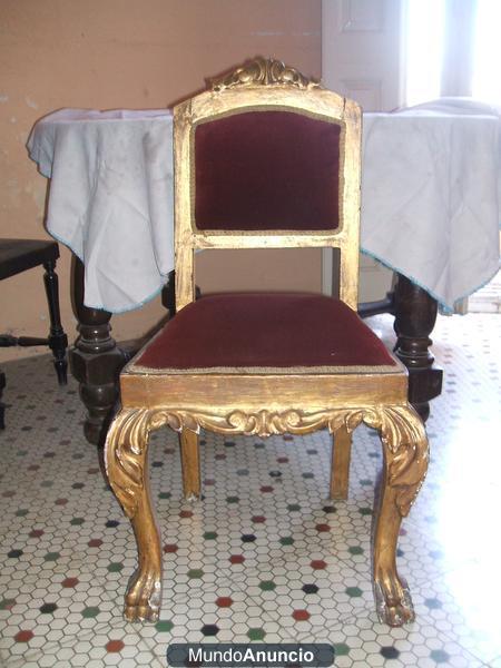 vendo silla de caoba- Luis XV- en pan de oro y terciopelo rojo