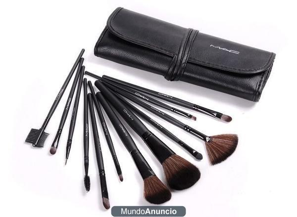 Estuche neceser con 12 brochas de maquillaje mac