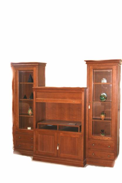 conjunto libreria tv en roble, 60% descuento por liquidacion de tienda