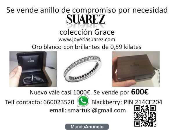 Se vende anillo compromiso oro blanco y brillantes SUAREZ