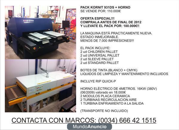 SE VENDE KORNIT 931DS CON HORNO