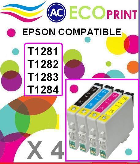 Pack 4 cartuchos compatibles EPSON T1281 / T1282 / T1283 / T1284