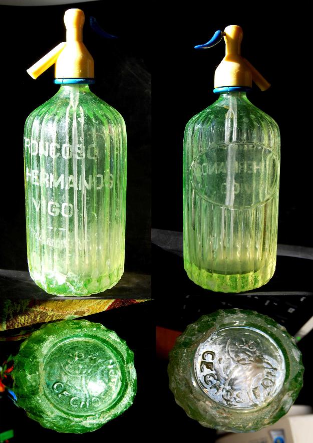 Botella sifón vidrio uranio troncoso-vigo