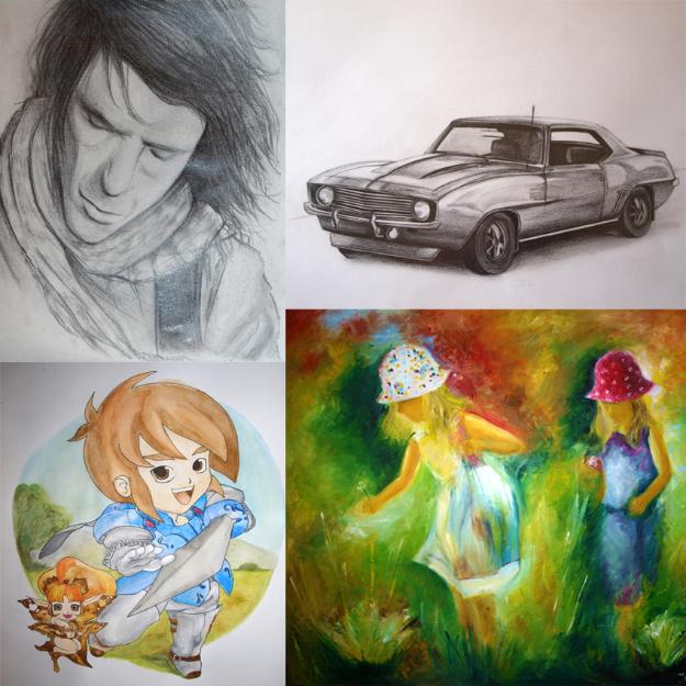 Óleos, dibujos y retratos