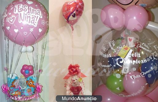 ORIGINALES REGALOS CON GLOBOS (TARTAS DE PAÑALES, CESTAS DE NACIMIENTO